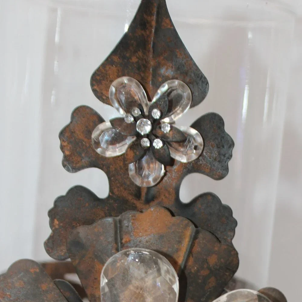 Feur de Lis Cooper and Plexiglass Floral Petal Large Vase